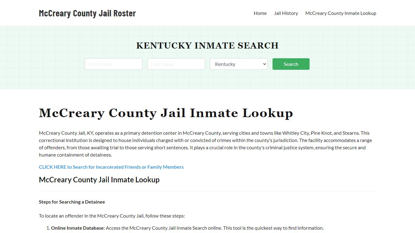 About McCreary County Sheriff's Office and Jail, KY